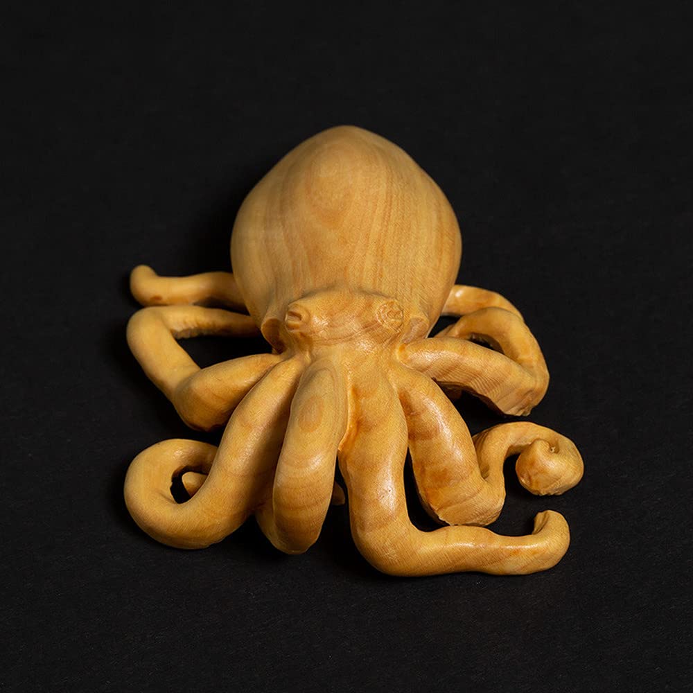 Amazon.co.jp: PAYNAN 7cm 木製 タコ 像 ツノキ 動物 彫刻 ホーム
